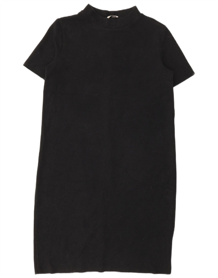 Zara Womens Trafaluc Shift Dress UK 14 Médio Algodão Preto