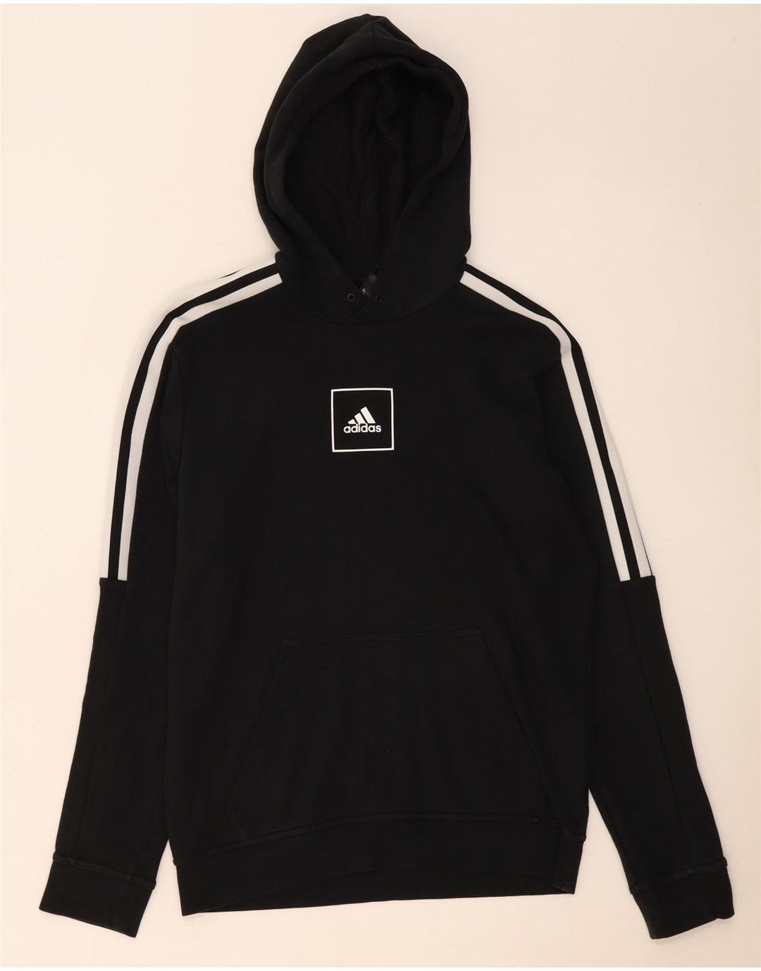 Adidas Mens Hoodie Jumper Médio Algodão Preto