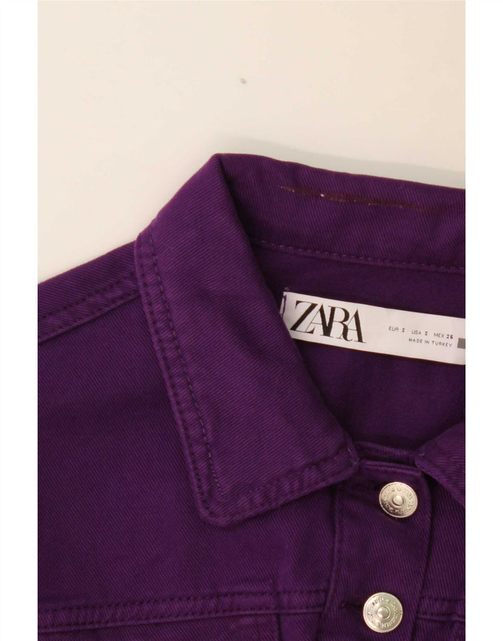 Jaqueta jeans feminina Zara UK 10 pequena roxa
