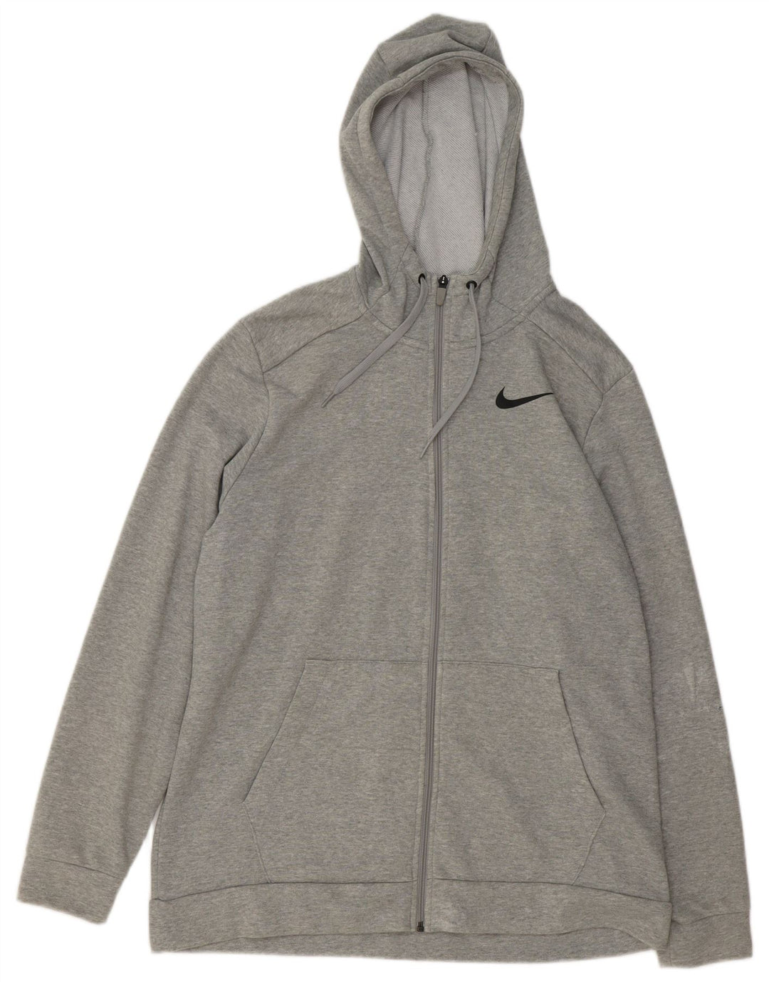 Suéter masculino Nike Dri Fit Standard Fit com capuz e zíper grande algodão cinza