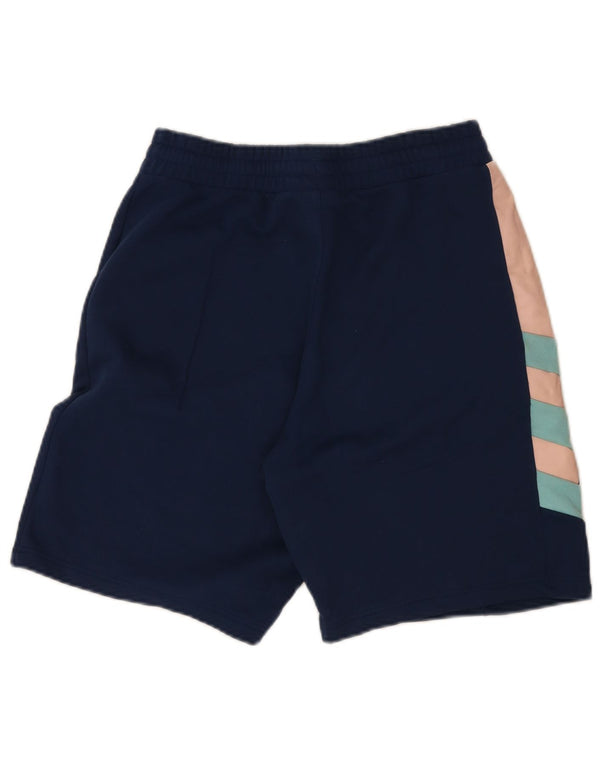 Shorts esportivos gráficos masculinos Adidas pequenos algodão colorblock azul marinho