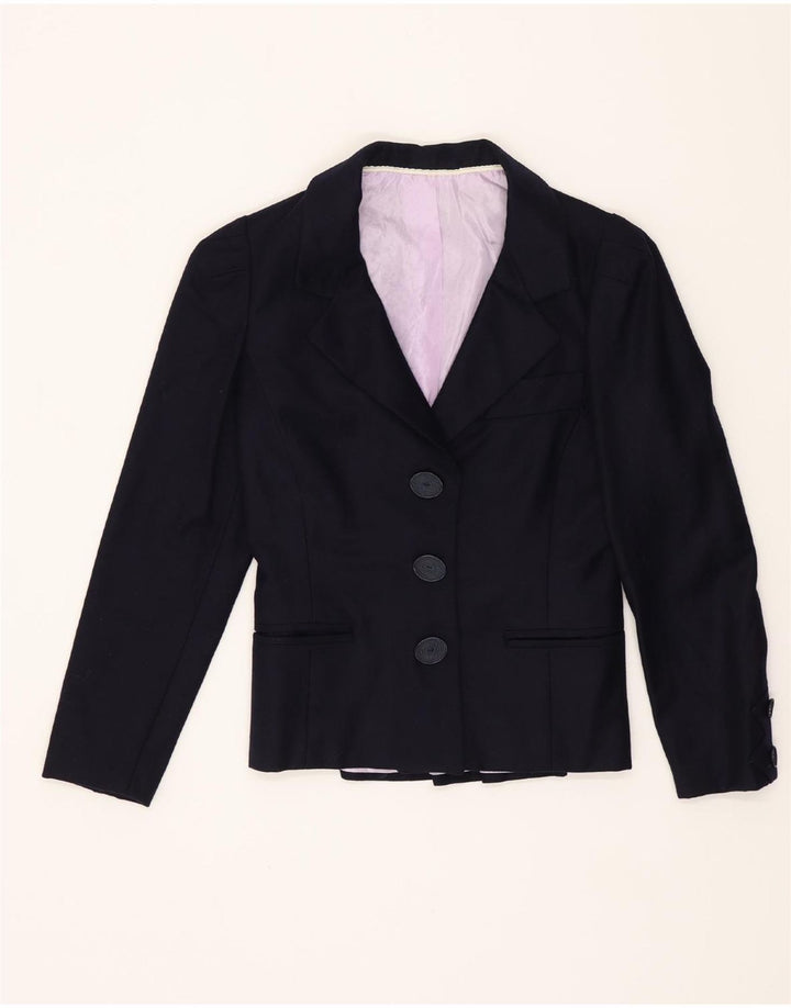 Jaqueta Blazer Vintage Feminina com 3 Botões Reino Unido 4 XS Azul Marinho