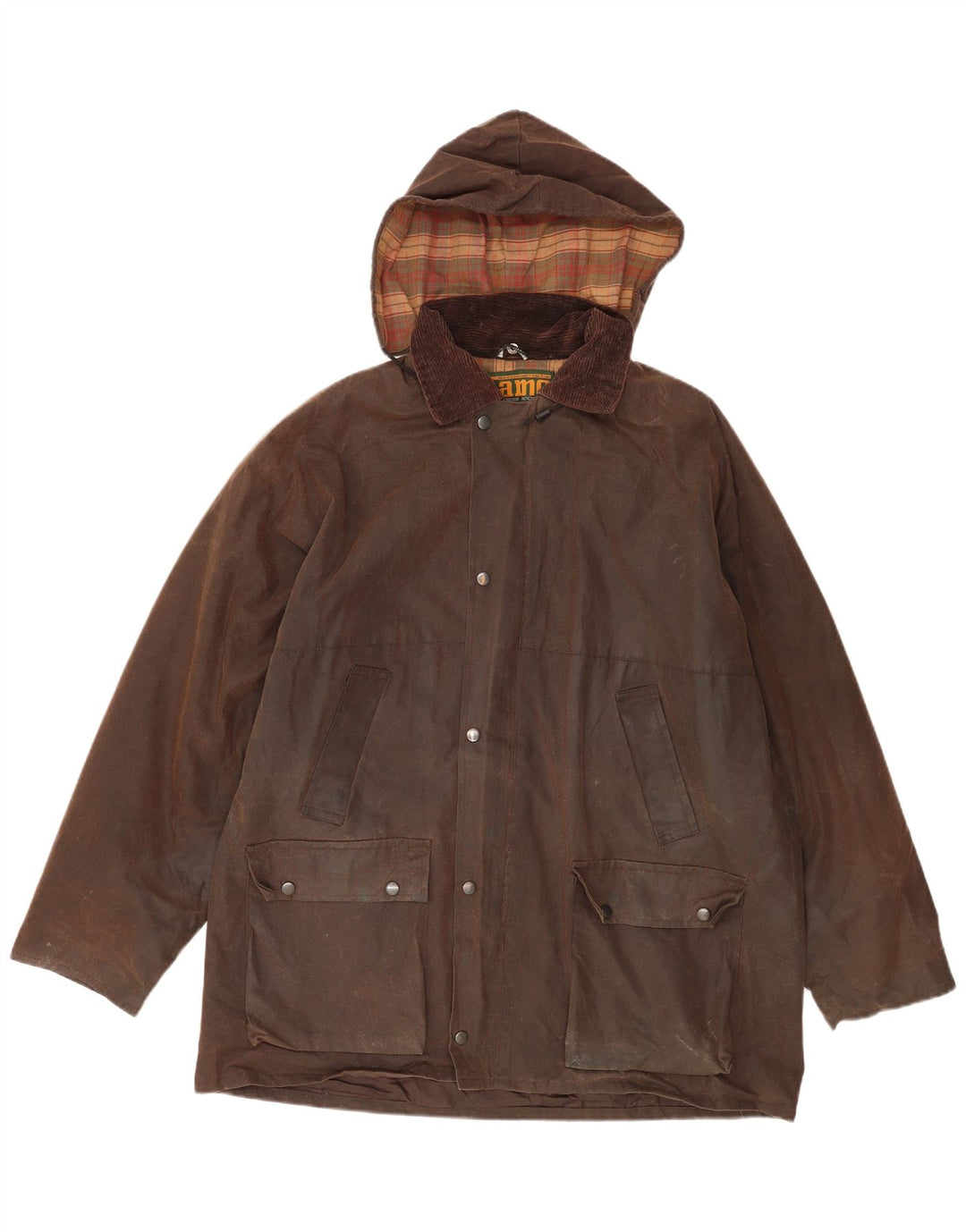 Jaqueta masculina de algodão encerado com capuz Game Technical Apparel UK 44 2XL marrom