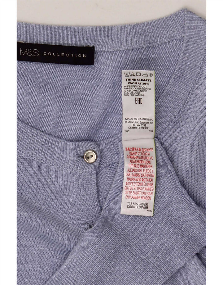 Suéter cardigã feminino Marks & Spencer Reino Unido 14 grande viscose azul