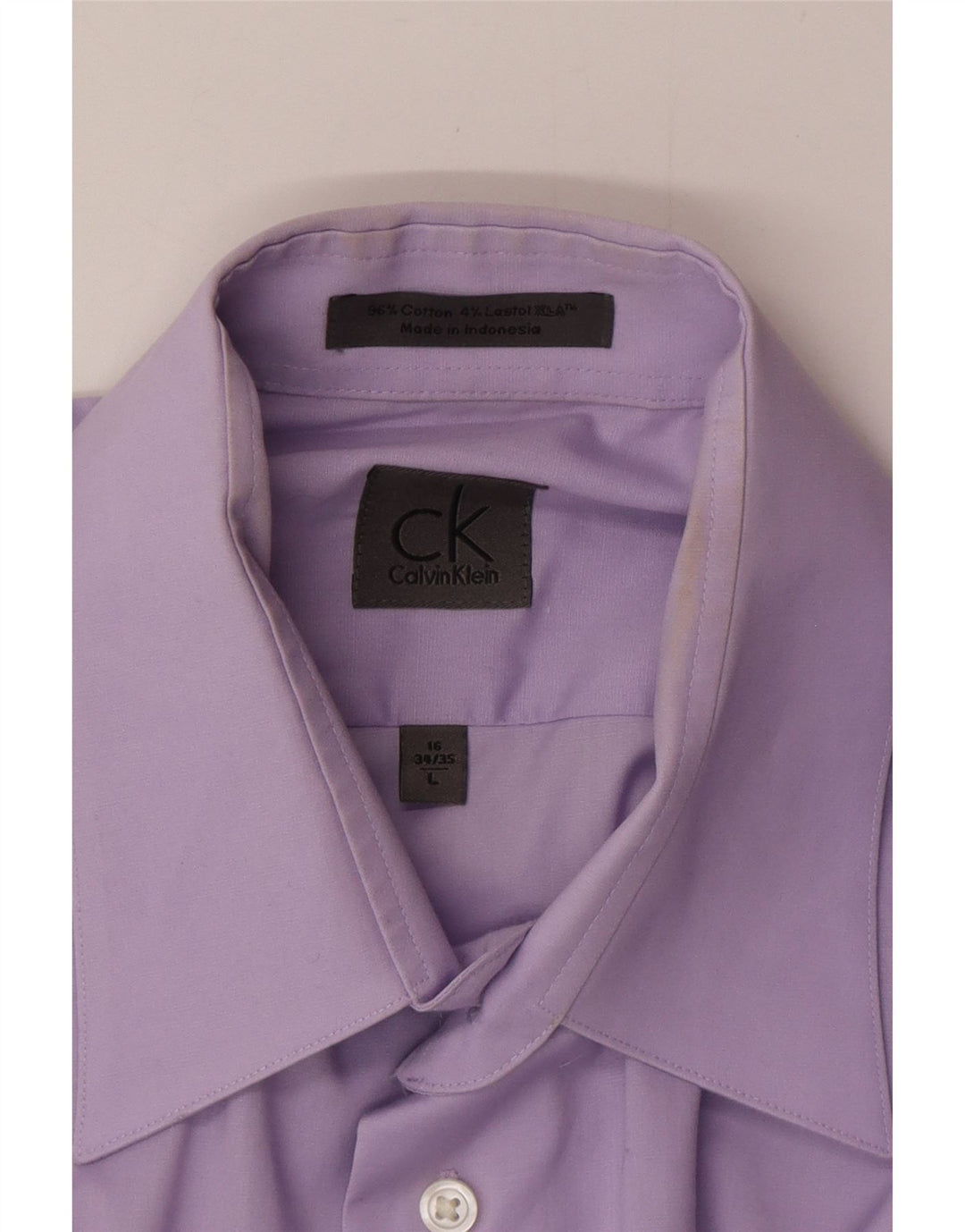 Camisa masculina Calvin Klein tamanho 16 grande algodão roxo