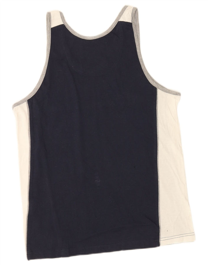 Colete gráfico masculino Champion Top médio azul marinho de algodão colorblock