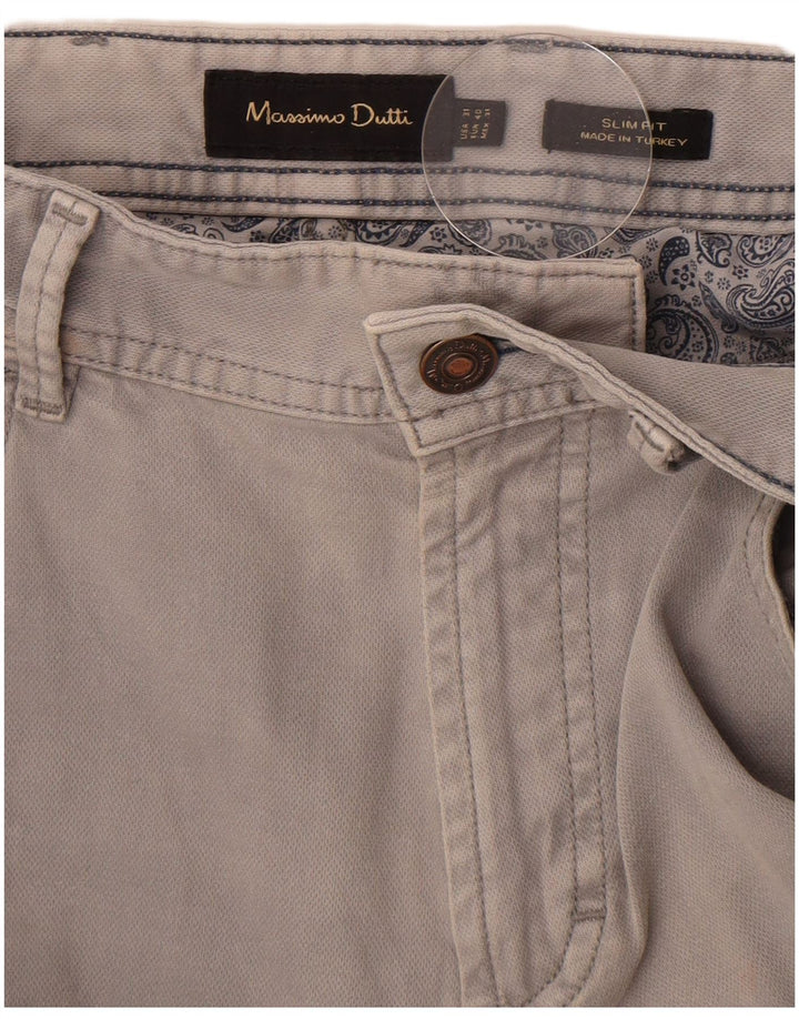 Calça casual masculina Massimo Dutti Slim Fit UE 40 Médio W32 L34 Cinza