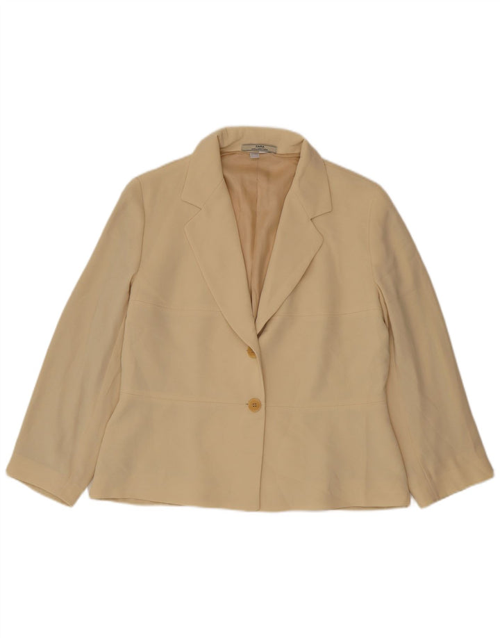 Jaqueta blazer feminina Zara com 2 botões US 14 XL bege poliéster