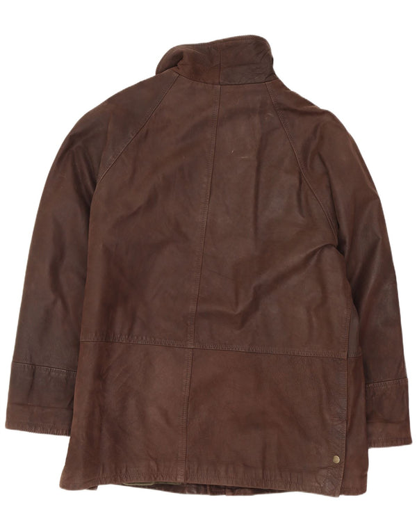 Jaqueta corta-vento masculina de couro Daniel Hechter IT 52 XL marrom