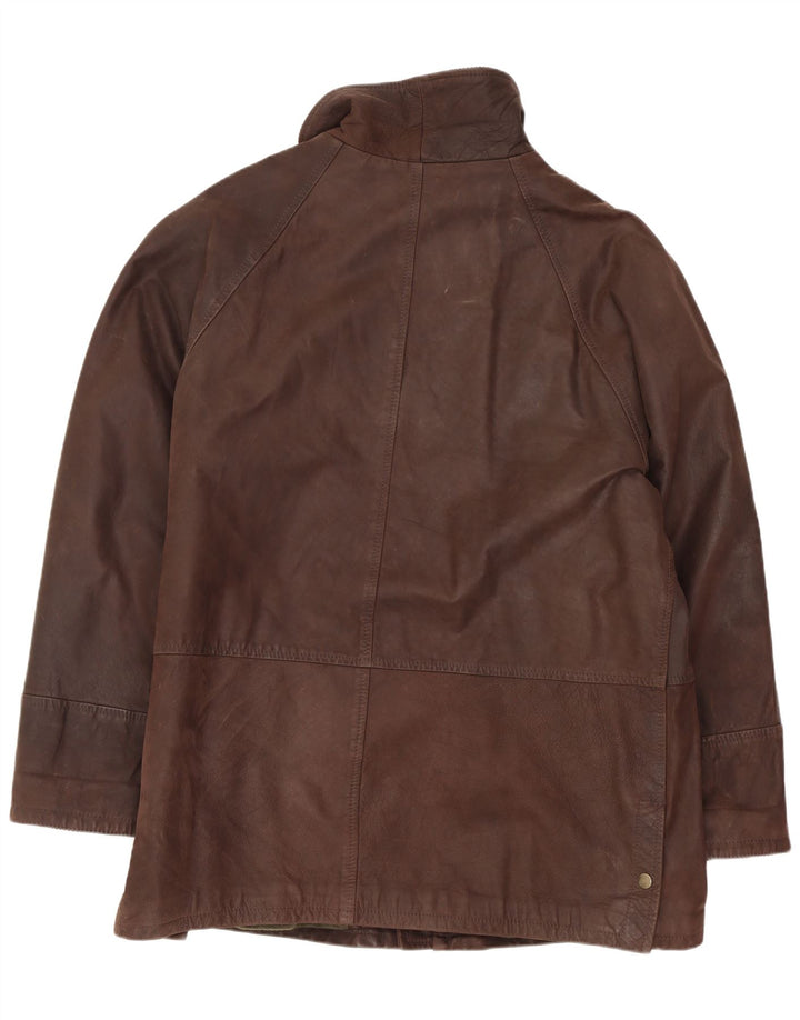 Jaqueta corta-vento masculina de couro Daniel Hechter IT 52 XL marrom