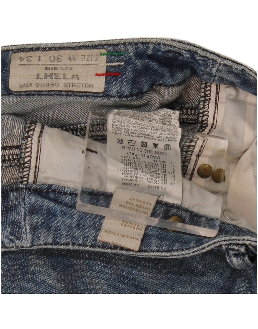 Diesel feminino Lhela jeans reto desgastado W30 L34 algodão azul