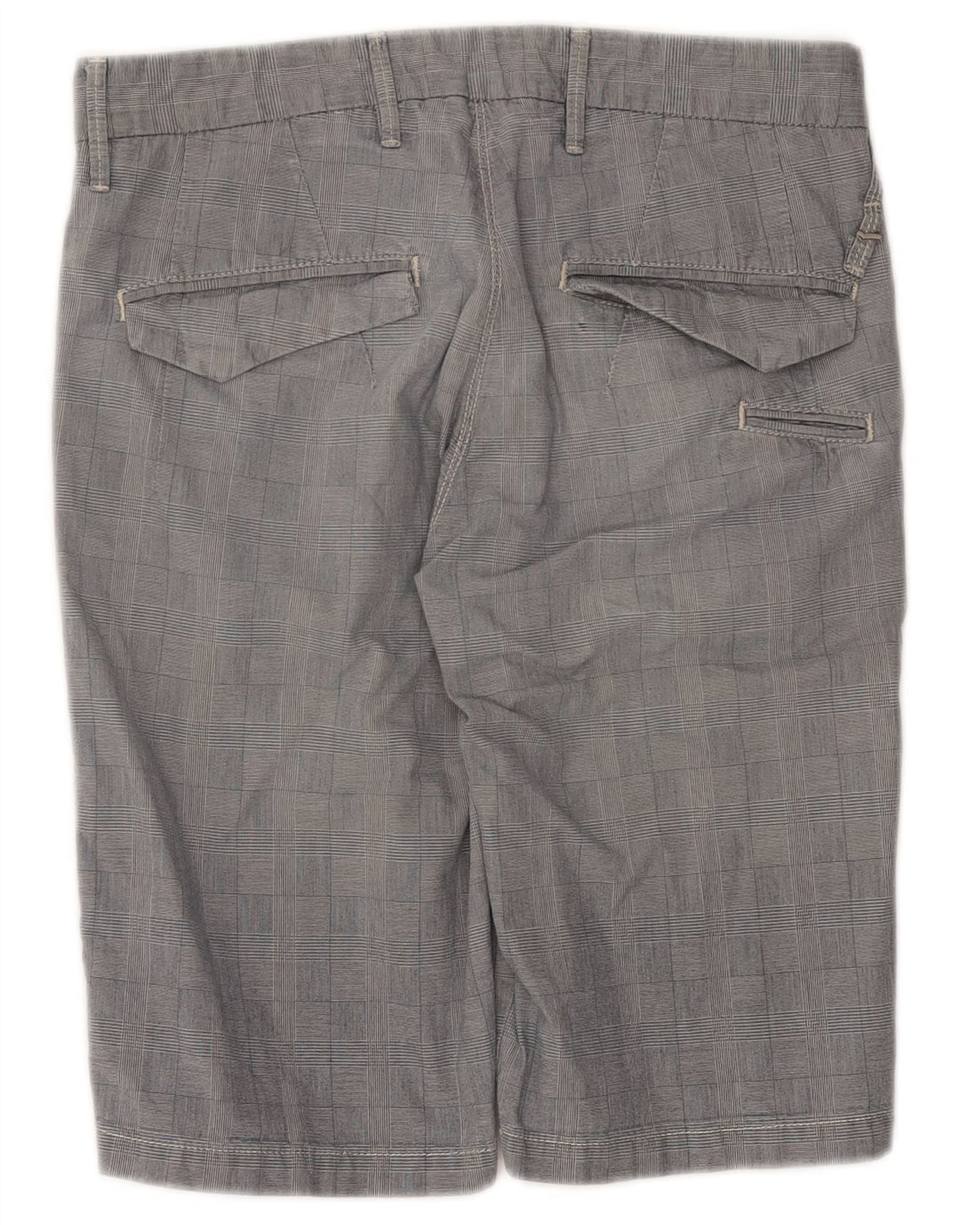 GAS Mens Chino Shorts W30 Algodão Xadrez Cinza Médio
