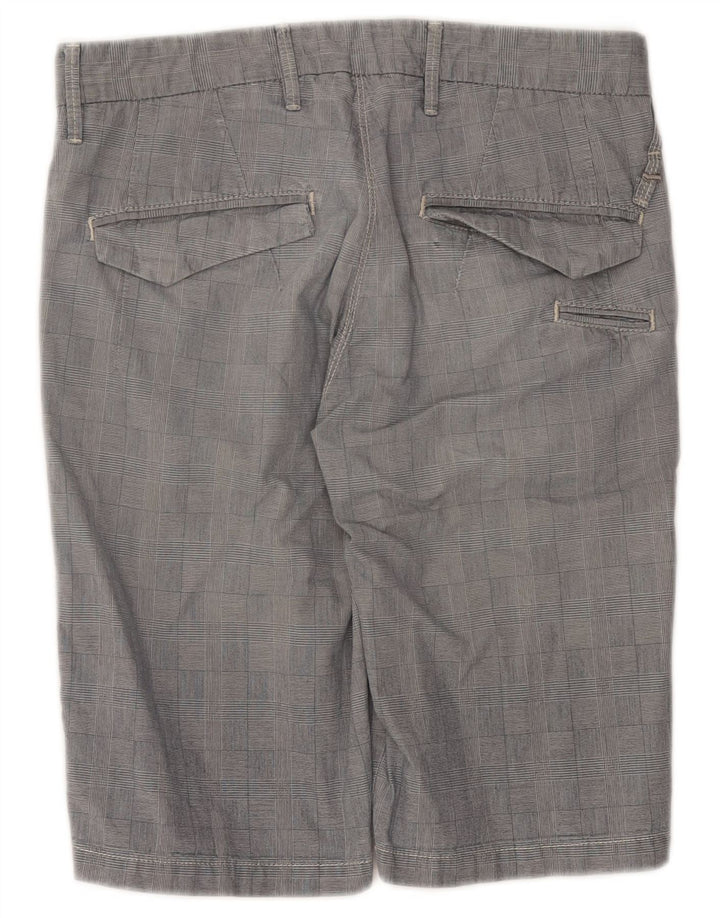 GAS Mens Chino Shorts W30 Algodão Xadrez Cinza Médio