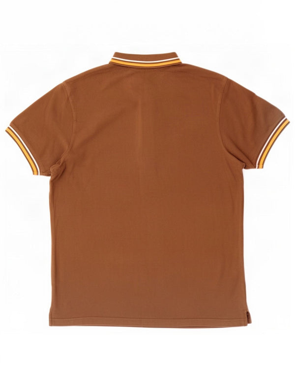 Camisa polo masculina Diadora médio marrom listrado algodão