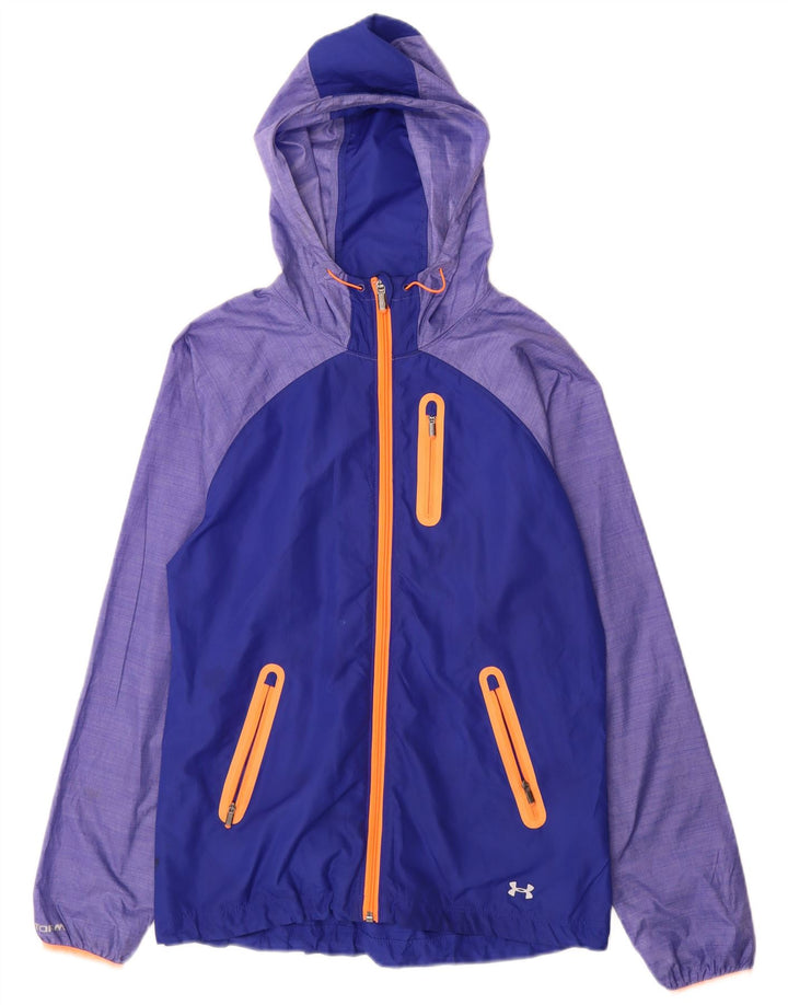 Jaqueta de chuva feminina Under Armour com capuz Reino Unido 10 pequeno bloco colorido azul