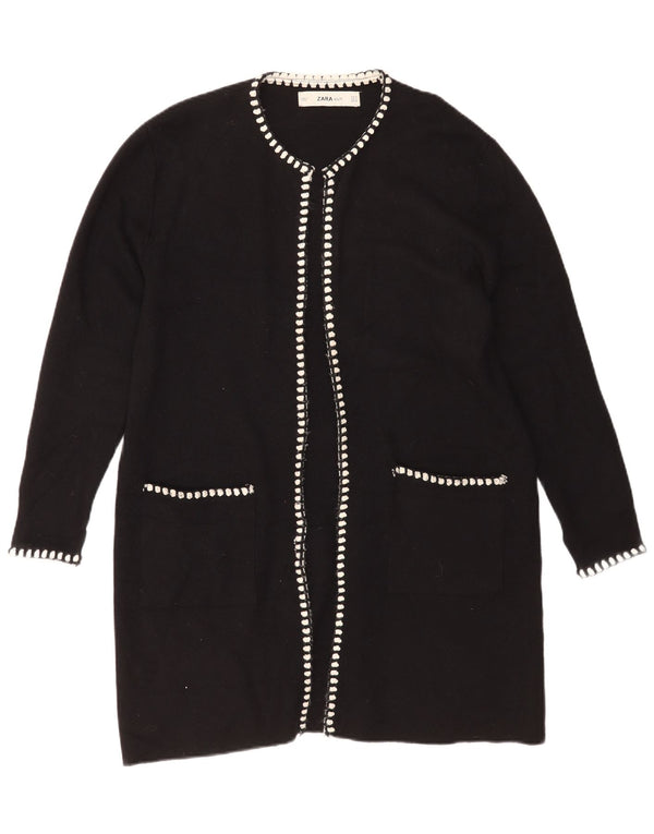 Suéter cardigã aberto com palangre feminino Zara Reino Unido 14 viscose preta média