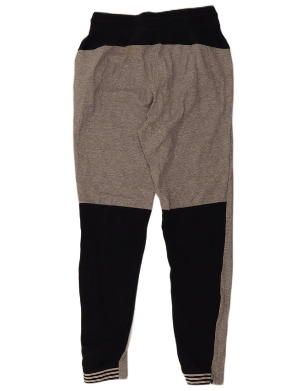 Calça de treino masculina Adidas Joggers pequeno cinza colorblock algodão esportivo