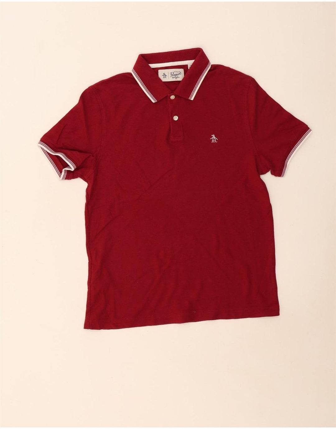 Camisa polo masculina Penguin pequena algodão Borgonha