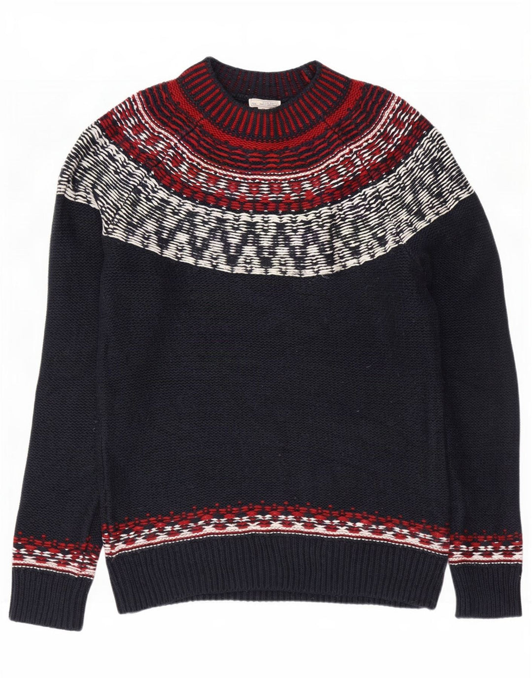 Suéter masculino Gap com gola tartaruga pequeno azul marinho Fair Isle algodão