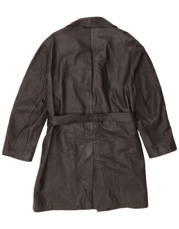 Casaco de couro feminino vintage UK 14 grande preto