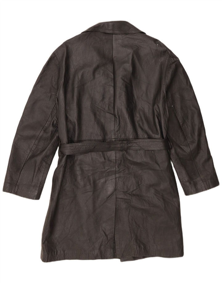 Casaco de couro feminino vintage UK 14 grande preto