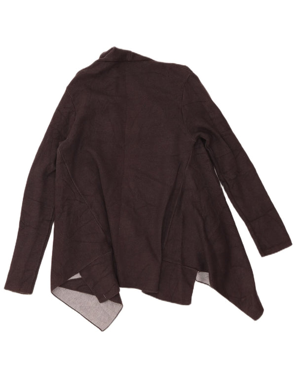 Zara Suéter cardigan aberto assimétrico feminino Reino Unido 16 grande viscose cinza