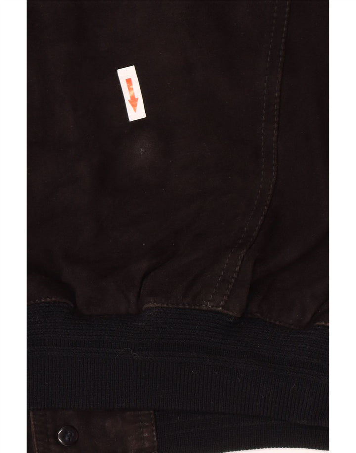 Jaqueta bomber masculina vintage de camurça IT 48 couro preto médio