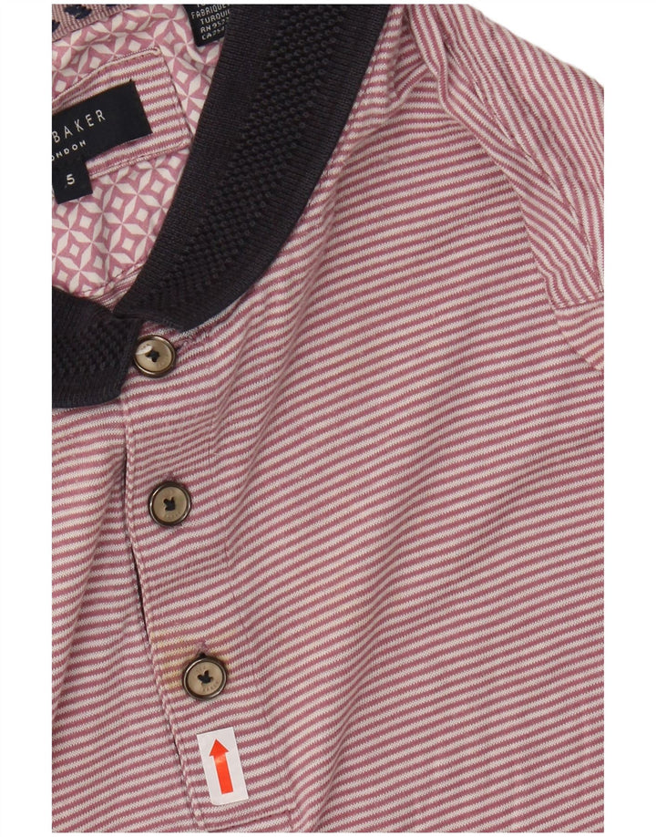 Camisa polo masculina TED BAKER tamanho 5 XL algodão listrado rosa