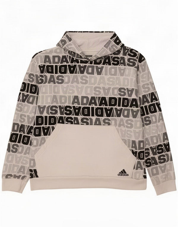 Adidas Boys Graphic Hoodie Jumper 15-16 Years White Cotton
