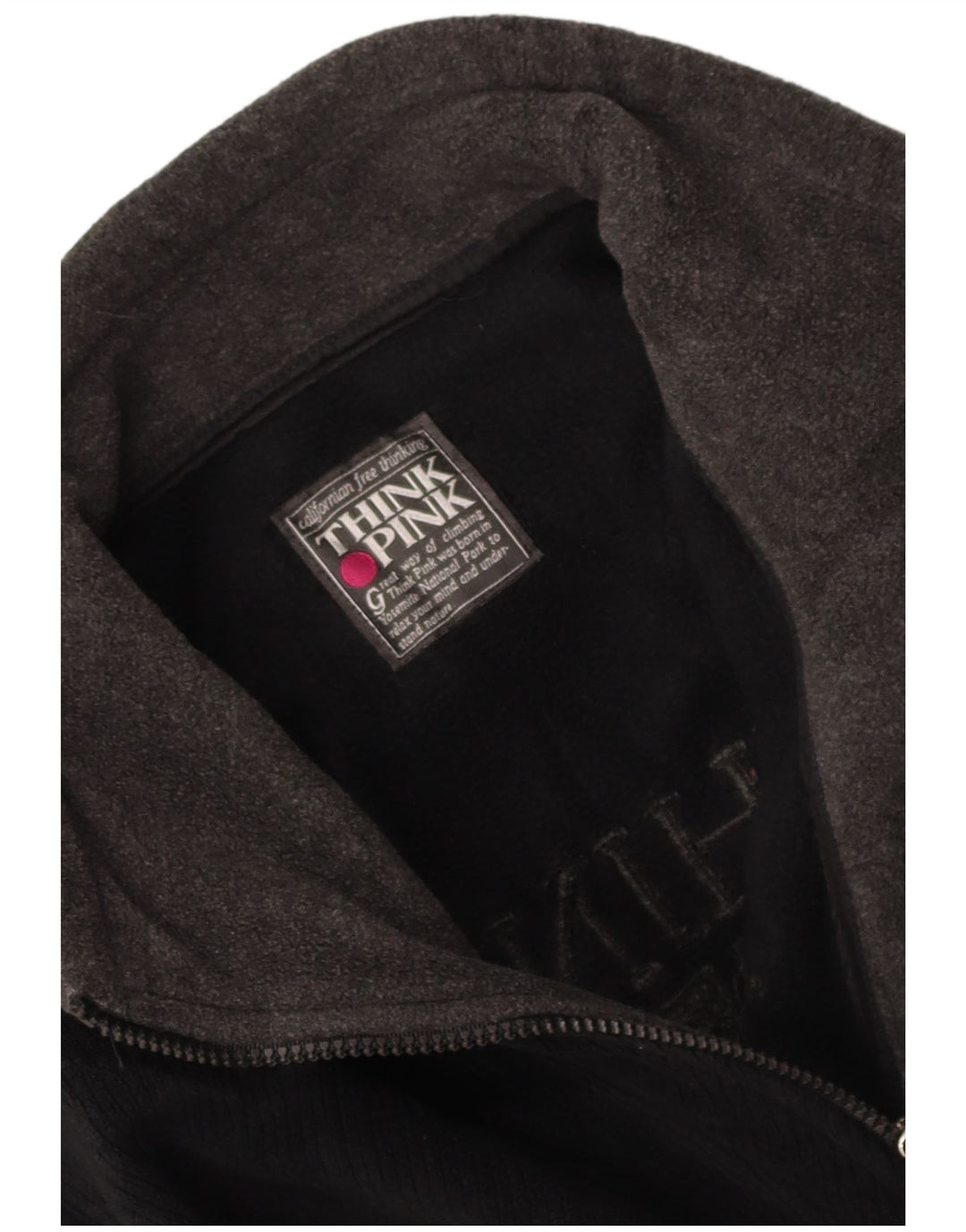 THINK PINK Suéter masculino com gola e zíper gráfico pequeno preto