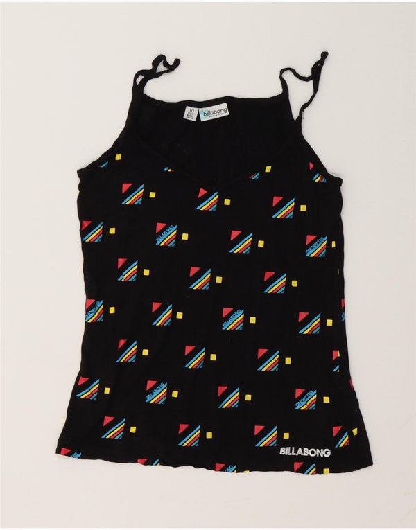 Top feminino gráfico Billabong UK 10 pequeno modal geométrico preto