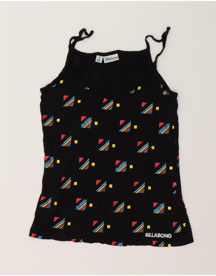 Top feminino gráfico Billabong UK 10 pequeno modal geométrico preto