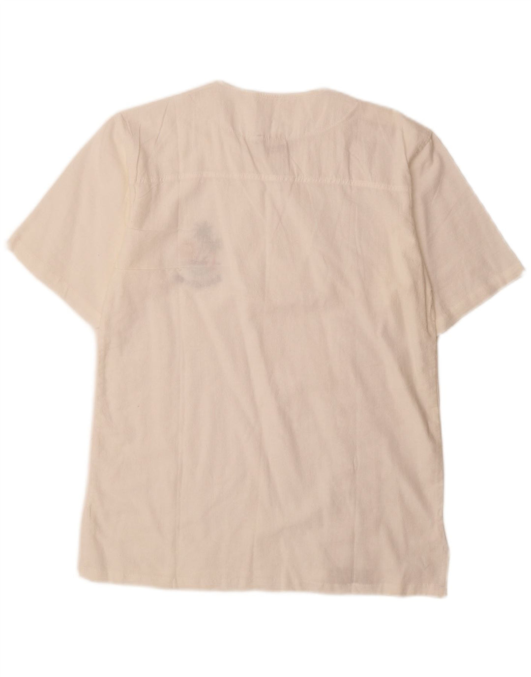 Pulôver masculino vintage feito à mão de manga curta médio branco geométrico