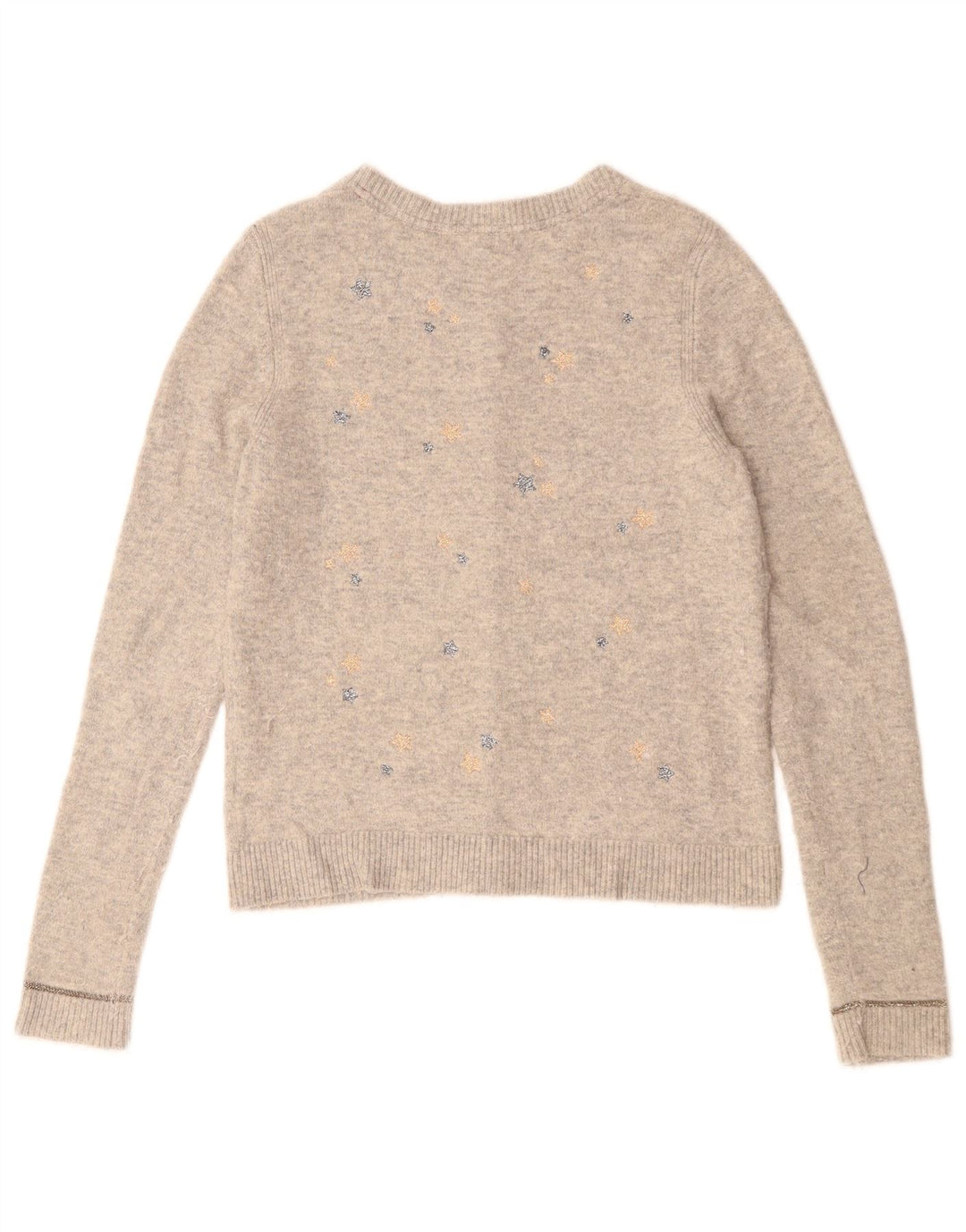 WHITE STUFF Suéter cardigã feminino com padrão abstrato Reino Unido 10 pequeno cinza