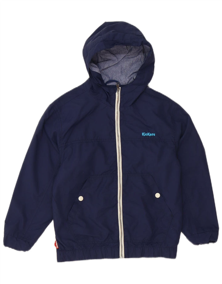 Jaqueta corta-vento com capuz Kickers Boys 7-8 anos pequeno azul marinho nylon