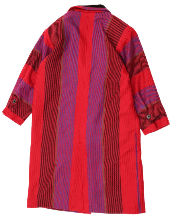Sobretudo feminino oversized Roccobarocco Reino Unido 10 lã listrada vermelha pequena