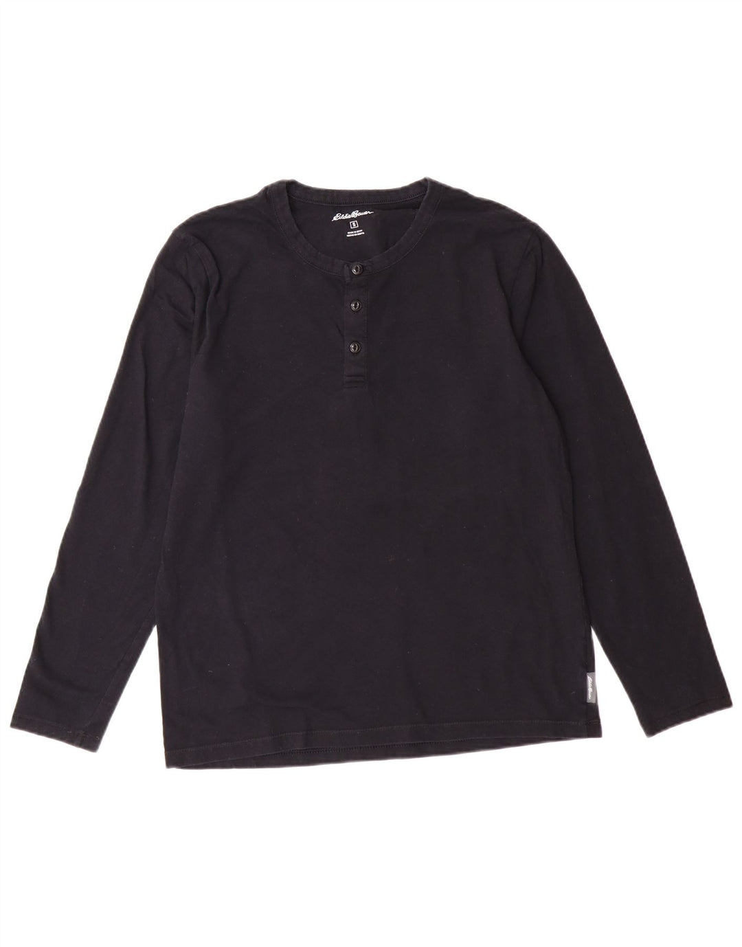 EDDIE BAUER Top masculino manga comprida pequeno algodão azul marinho