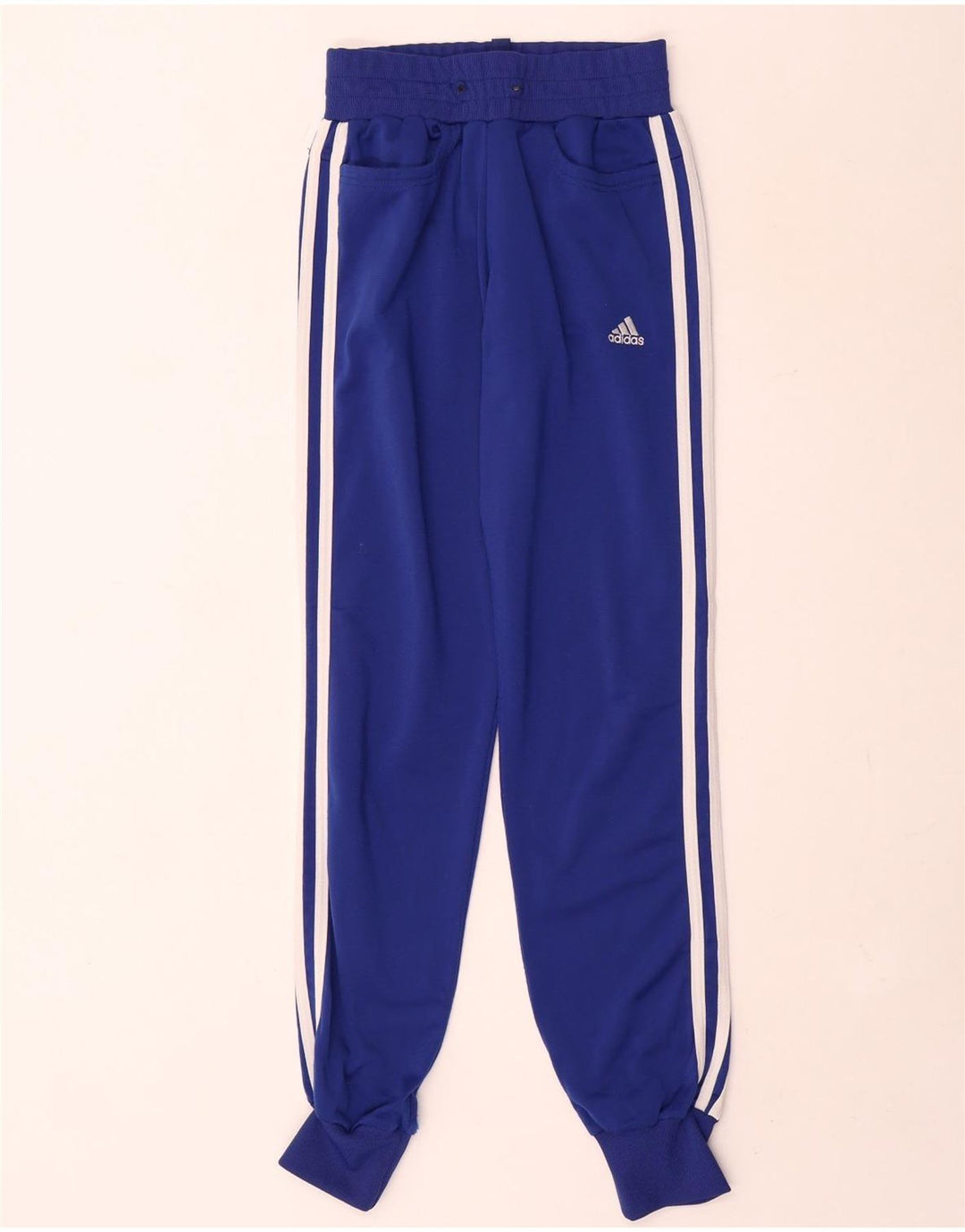 Calça de treino feminina Adidas Joggers UK 8 pequeno azul marinho poliéster
