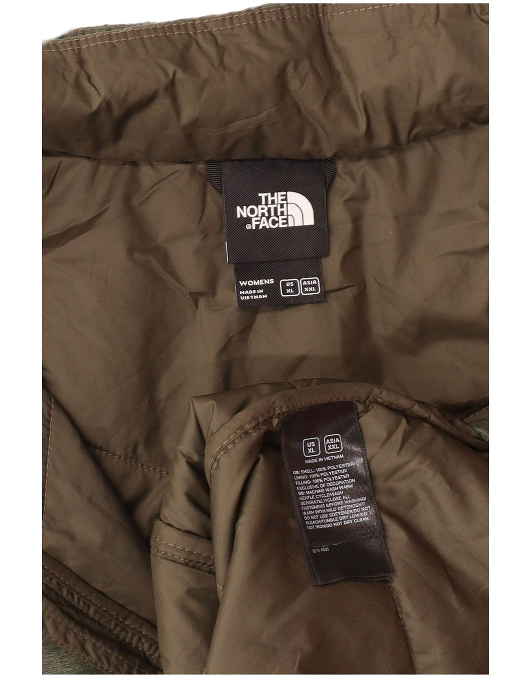 Casaco acolchoado com capuz feminino The North Face UK 18 XL cáqui poliéster moderno