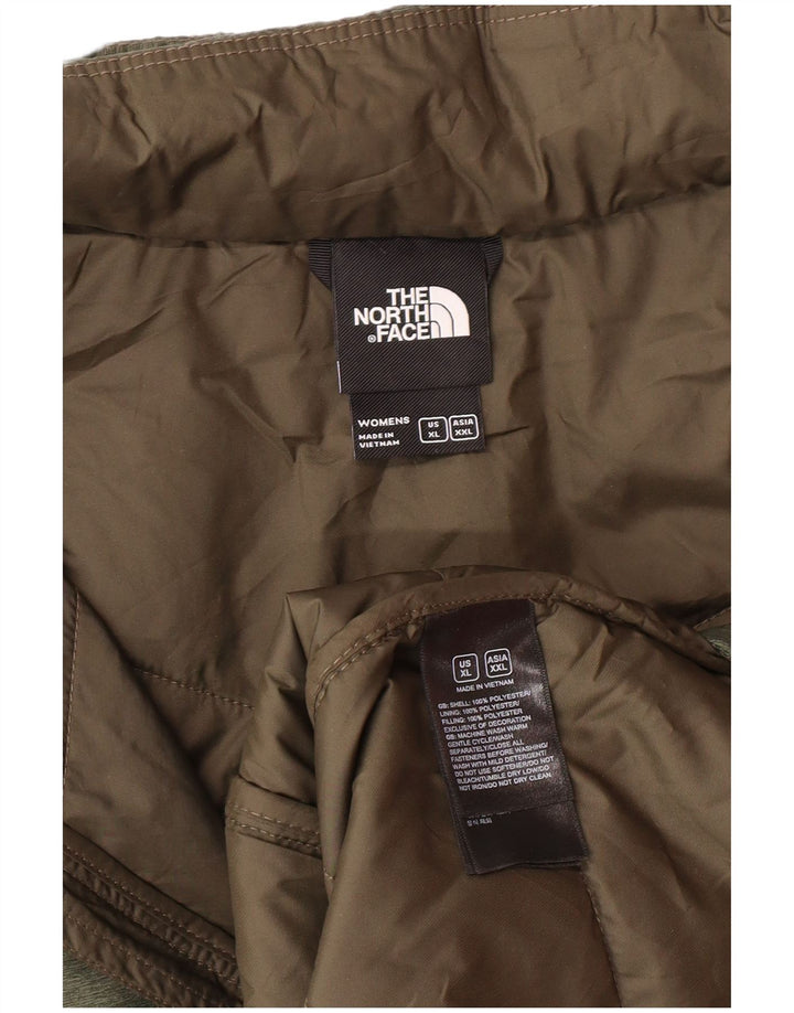 Casaco acolchoado com capuz feminino The North Face UK 18 XL cáqui poliéster moderno