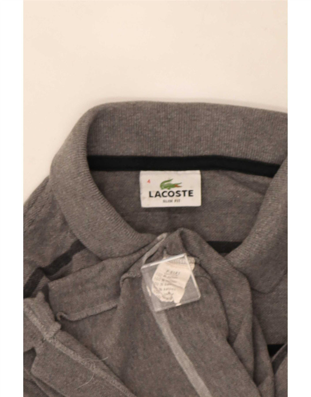Camisa polo masculina Lacoste manga comprida slim fit tamanho 4 médio cinza listrado