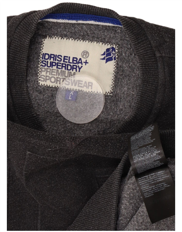 Superdry moletom gráfico masculino jumper grande algodão cinza