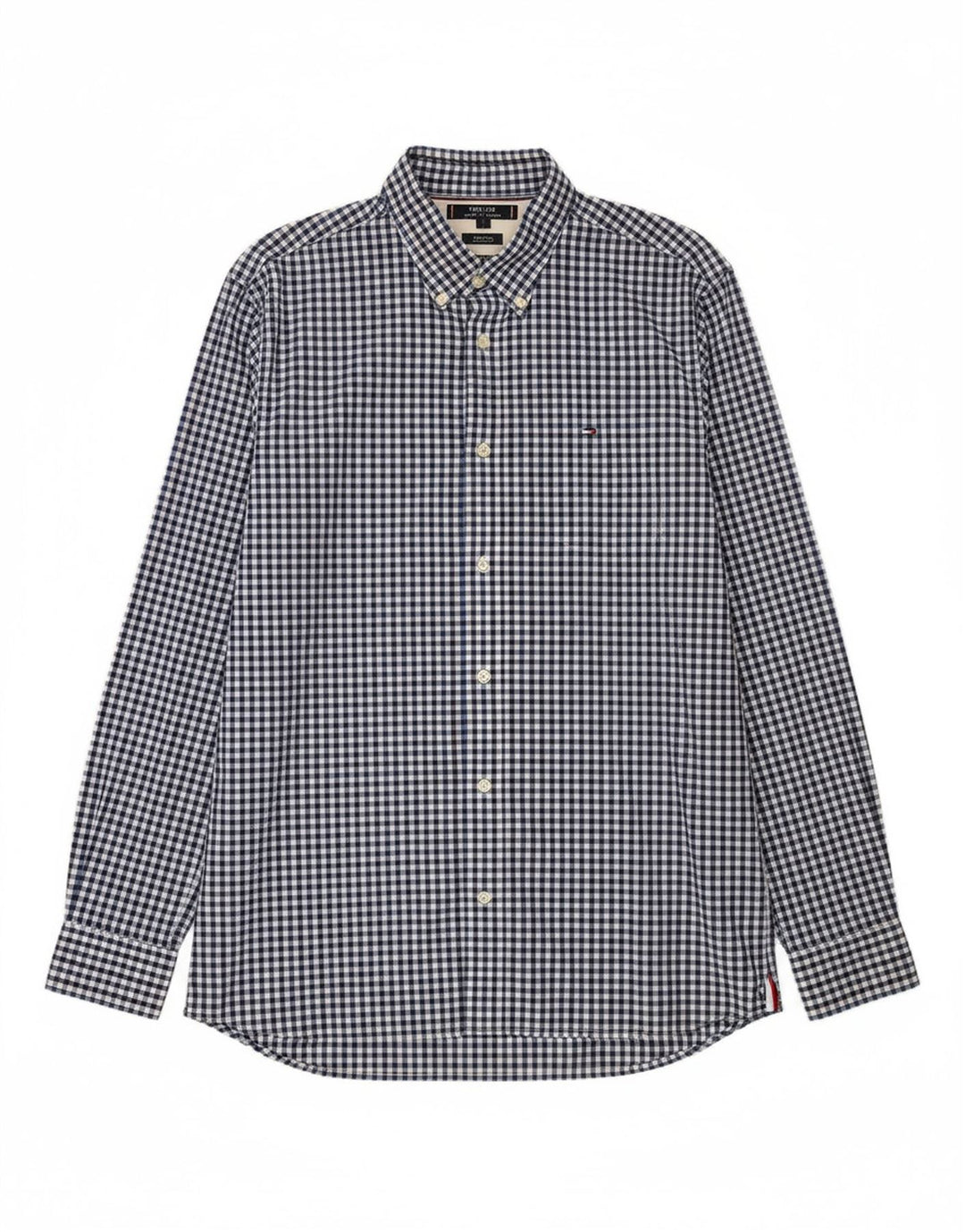 Camisa masculina TOMMY HILFIGER regular fit grande algodão guingão azul