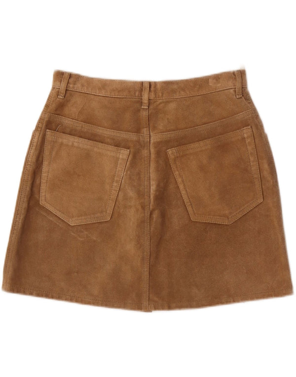 Sisley mini saia feminina de camurça IT 44 médio W28 couro marrom
