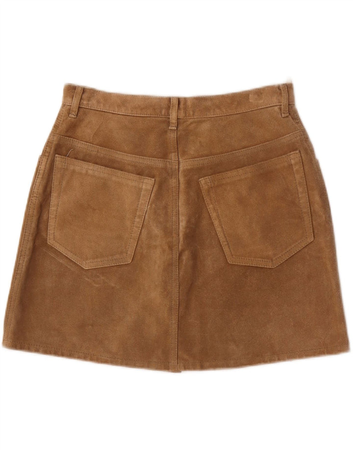 Sisley mini saia feminina de camurça IT 44 médio W28 couro marrom