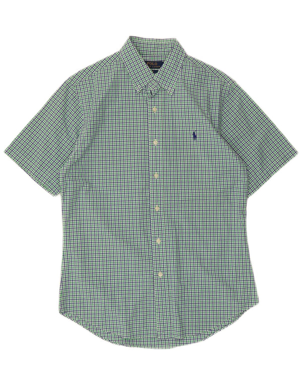 Polo Ralph Lauren Camisa masculina de manga curta slim fit xadrez verde médio