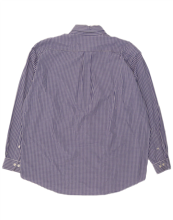 Camisa masculina Brooks Brothers XL azul algodão guingão