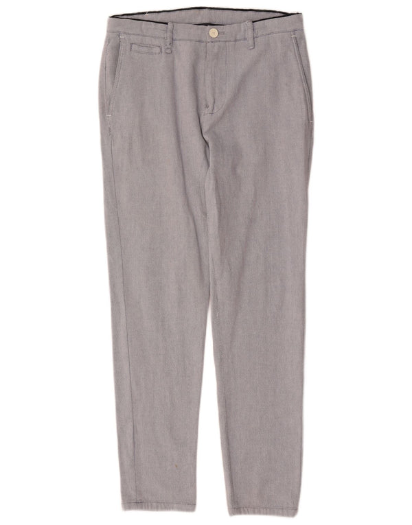 Zara Mens Slim Chino Calças EU 38 Pequeno W30 L28 Azul Marinho Geométrico