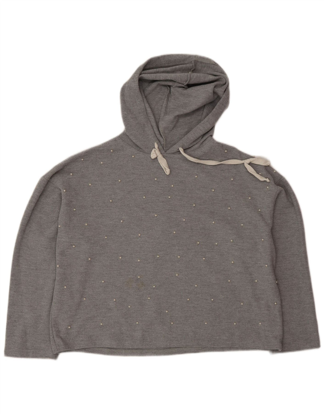 Zara Womens Hooded Oversized Top Manga Longa Reino Unido 14 Médio Cinza Manchado