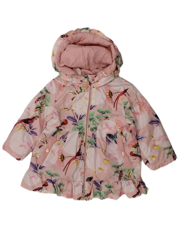 Jaqueta acolchoada com capuz para meninas TED BAKER 9-12 meses rosa floral